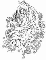 Coloring Gypsy Dancing Woman Carmen Pages Lady Printable Drawing Supercoloring Spain Books sketch template