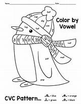 Cvc Coloring Color Vowel Pages Word Winter Activity sketch template