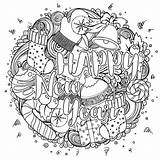 Coloring Pages Adult Year Happy Winter Circular sketch template