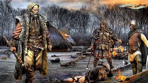 viking raid in a saxon village east coast of britain