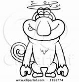 Monkey Clipart Outlined Cartoon Drunk Dumb Proboscis Thoman Cory Coloring Vector Surprised Happy Smiling 2021 Clipartof Clipground sketch template