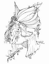 Coloring Fairy Pages Adults Elegant Kids sketch template