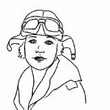 Amelia Earhart Coloring Famous People Clipart Colouring Pages Cliparts Surfnetkids Library sketch template