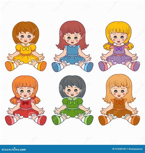colorful vector set  dolls stock vector illustration  cute