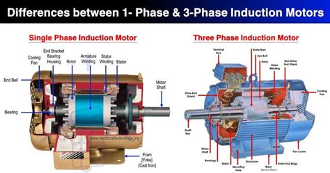 difference  single phase  phase induction motor electrical motors induction motor