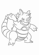 Rhydon Pokemon Coloring Pages Printable Kids sketch template