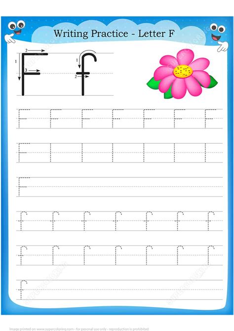 letter    flower   writing practice worksheet
