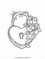 Coloring Pages Heart Lock Adult Valentine Locket Printable Hearts Homework Print Adults Key Skull Color Valentines Colouring Tattoo Mandala Template sketch template