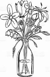 Flower Drawing Vase Bouquet Flowers Sketch Easy Draw Sketches Clip Drawings Simple Bunch Vector Clipart Water Getdrawings Illustrations Empty Coloring sketch template