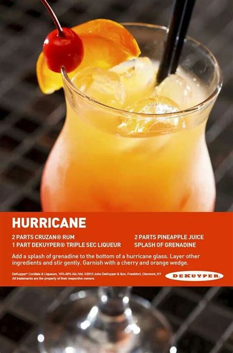 hurricane cruzan coconut rum triple sec pineapple juice