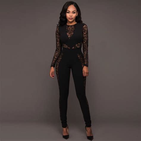 2020 wholesale sexy lace hollow out women high waist jumpsuit 2017