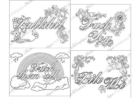pack  swear doodles swear adult coloring page  swearing words