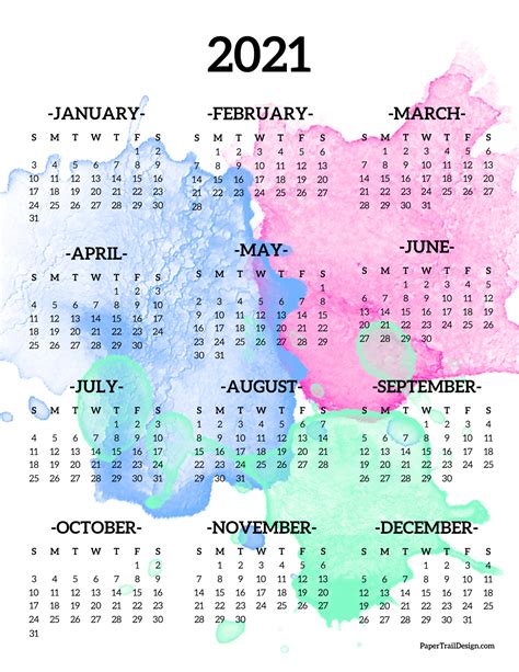 2021 Calendar Printable Free Printable 2021 Calendars Free Cute Free
