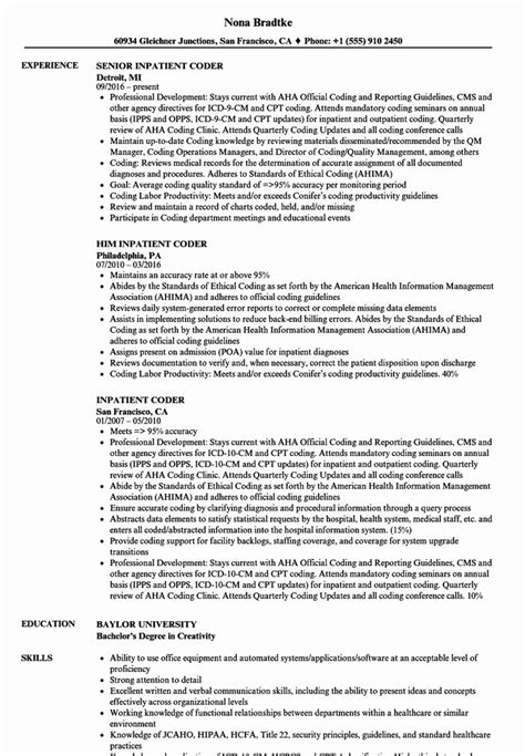 resume format  medical coding freshers