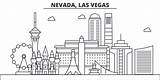 Nevada Beroemde Lineaire Oriëntatiepunten Landmarks Cityscape Wtih sketch template