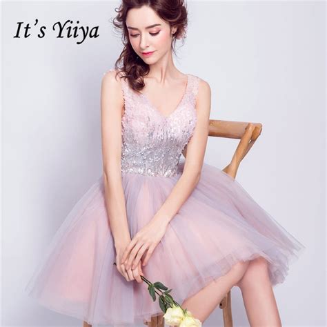 it s yiiya pink bling cocktail dresses sequins tulle sex mini party