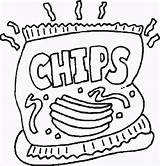 Colorear Papas Fritas Patatas Junk Imagui Chips sketch template