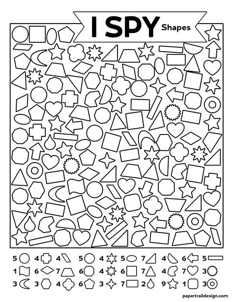 printable  spy shapes activity paper trail design