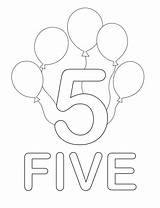 Five Twenty Number Pages Coloring Balloons sketch template