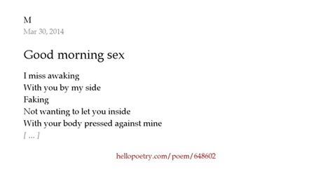 Good Morning Sex By M Hello Poetry