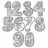 Numbers Zentangle Zahlen Elementen Sammlung Eingestellt Inzameling Geplaatste sketch template