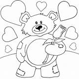 Teddy Coloring Bear Roses Pages Rose Valentines Valentine Hearts Bears Color Characters Drawings Friends sketch template