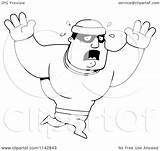 Robber Cartoon Frightened Male Clipart Coloring Outlined Vector Cory Thoman Royalty sketch template