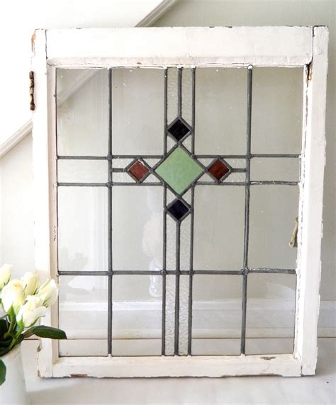 Vintage Stained Glass Window Cabinet Door