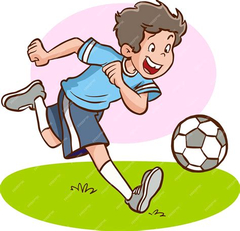 premium vector boy playing football cartoon vector