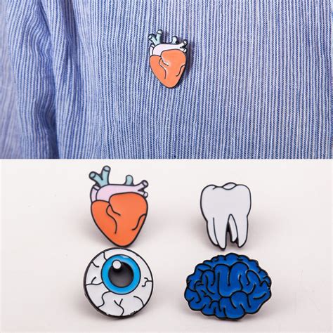 tooth eye heart brain organ brooches cartoon enamel brooch pins women