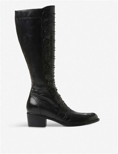 dune pixie  leather knee high boots  black leather modesens