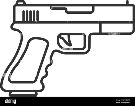 gun pistol linear icon thin  illustration firearm contour