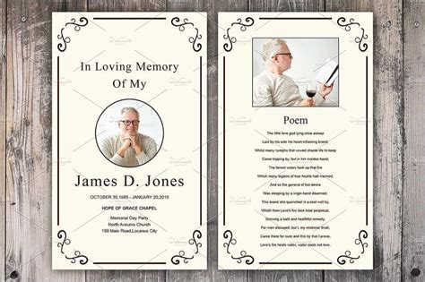 printable memorial card template