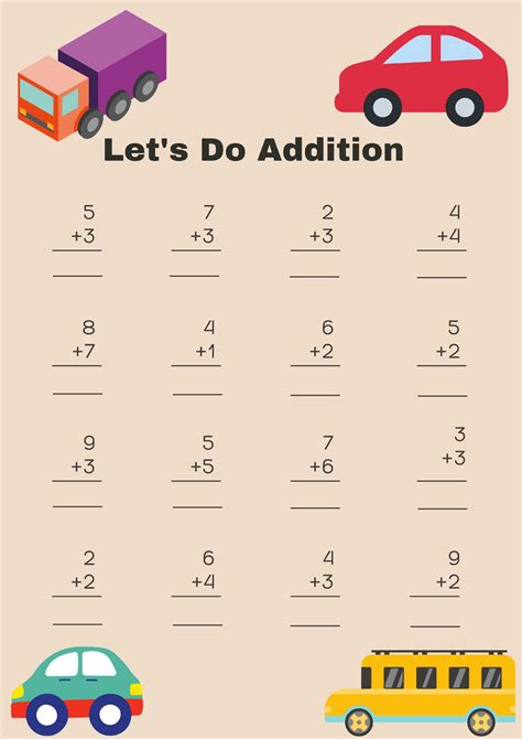colorful printable addition worksheet numbers    etsy