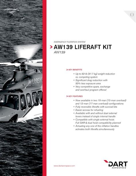 aw liferaft kit dart aerospace emergency flotation system aw liferaft kit aw