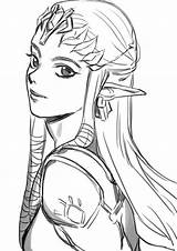 Zelda Princesse Zeichnen Princesa Ocarina Five Colorear Midna sketch template