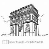 Kleurplaat Parijs Bouwwerken Beroemde Frankrijk Triomphe Voor sketch template
