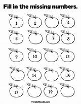 Counting Apple Numbers Missing Coloring Worksheets Pages Fill Apples Kindergarten Preschool Twistynoodle Printable Colouring Math Activities Col Visit Kid sketch template