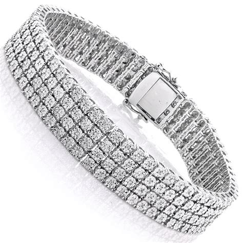 mens sterling silver bracelets  row diamond bracelet ct