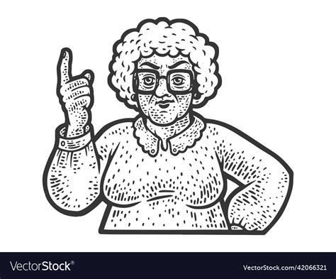 Old Granny Shaking Her Finger Sketch Royalty Free Vector