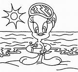 Coloring Pages Summer Tweety Bird Beach Disney Kids Colouring August Sheets Para Printable Book Vacation Colorear Dibujos Cartoon Print Excellent sketch template