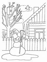 Snowman Melting Kolorowanki Roku Pory Wiosna Colorkid Topi Scioglie Kolorowanka Saisons Neve Printemps Stagioni Schmelzen Boneco Derrete sketch template