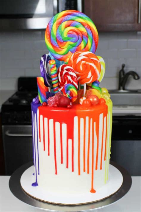 rainbow drip cake recipe and tutorial chelsweets
