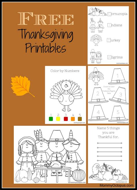 printable kindergarten thanksgiving activities  printable