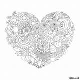 Heart Coloring Visit Drawn Shape Flowers Vector Hand Pages sketch template