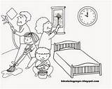 Cleaning Coloring House Pages Clean Family Drawing Bedroom Clipart Color Printable Time Famil Activity Drawings sketch template
