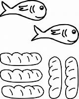 Loaves Coloring Pages Fish Fishes Printable School Sunday Bible Kids Crafts Preschool Children Church Wecoloringpage Jesus 5000 Color Story Sheet sketch template