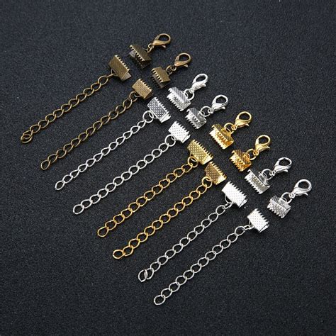 setlot ribbon leather cord  fastener clasps  chains lobster clasps connectors