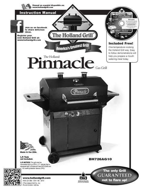 holland grill pinnacle instruction manual   manualslib