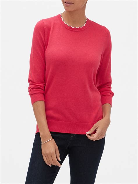 Washable Forever Scallop Crew Neck Sweater Banana Republic Factory